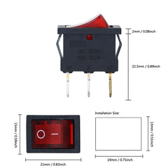 5 件 KCD1 摇臂开关 6A250VAC/10A125VAC 3 针 2 位开-关 I/O 按钮电源开关红/绿带灯 15x21mm
