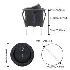 5 个开-关 3 针圆形摇臂开关 LED 照明汽车仪表盘船货车 12V 24V / 6A250V / 10A125V 电源开关 20 毫米