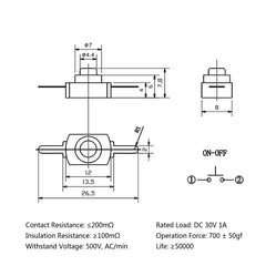 10 个 1208YD DC 1A/30V 12*8 毫米 黑色/白色迷你按钮开关适用于手电筒自锁开关