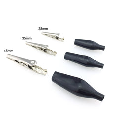 20 件装 28 毫米 35 毫米 45 毫米金属鳄鱼夹鳄鱼电夹适用于测试探针仪表黑色和红色带塑料保护套