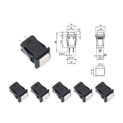 6 件装 DS-429 1A250VAC / 3A125VAC 瞬时/自锁方形按压开关 电源电动开关 开-关