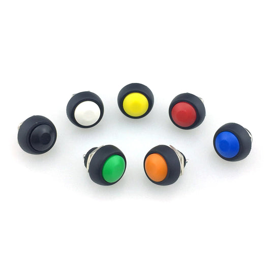5 个装 12 毫米按钮开关 开-关 红色 绿色 蓝色 黄色 白色 黑色 橙色 瞬时防水 PBS-33B