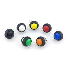 5 个装 12 毫米按钮开关 开-关 红色 绿色 蓝色 黄色 白色 黑色 橙色 瞬时防水 PBS-33B