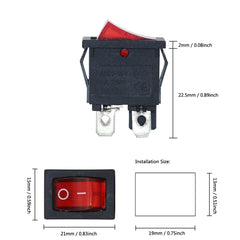 5 件红/绿/黑 2 档开/关 4 针船形摇杆开关 6A250VAC/10A125VAC KCD1 电源开关 15x21mm