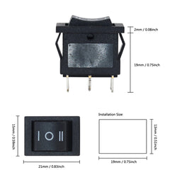 5 件黑色 2/3 位置开-关开-关-开 6 针摇臂开关 6A/10A 250V/125V AC KCD1 迷你按钮电源开关 15x21mm