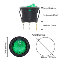 5 个开-关 3 针圆形摇臂开关 LED 照明汽车仪表盘船货车 12V 24V / 6A250V / 10A125V 电源开关 20 毫米