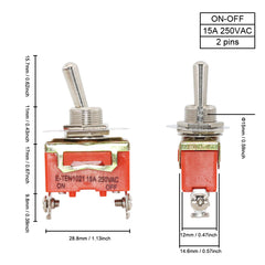 1Pcs 12mm Auto Toggle Latching Rocker Power Switch 2/3 Position ON-OFF ON-ON ON-OFF-ON 10A 15A/250VAC Cap Waterproof