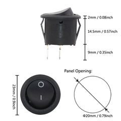 5 个 20 毫米圆形摇杆拨动开关 6A250VAC/10A/125VAC 电源开关帽带塑料按钮开关 2 针红色/黑色/白色