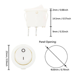 5 个 20 毫米圆形摇杆拨动开关 6A250VAC/10A/125VAC 电源开关帽带塑料按钮开关 2 针红色/黑色/白色