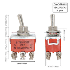1Pcs 12mm Auto Toggle Latching Rocker Power Switch 2/3 Position ON-OFF ON-ON ON-OFF-ON 10A 15A/250VAC Cap Waterproof