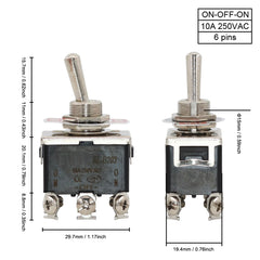 1Pcs 12mm Auto Toggle Latching Rocker Power Switch 2/3 Position ON-OFF ON-ON ON-OFF-ON 10A 15A/250VAC Cap Waterproof
