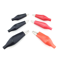 20 件装 28 毫米 35 毫米 45 毫米金属鳄鱼夹鳄鱼电夹适用于测试探针仪表黑色和红色带塑料保护套