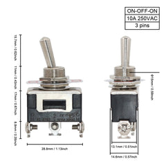 1Pcs 12mm Auto Toggle Latching Rocker Power Switch 2/3 Position ON-OFF ON-ON ON-OFF-ON 10A 15A/250VAC Cap Waterproof