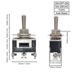 1Pcs 12mm Auto Toggle Latching Rocker Power Switch 2/3 Position ON-OFF ON-ON ON-OFF-ON 10A 15A/250VAC Cap Waterproof