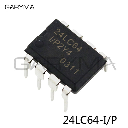 10Pcs 24LC64-I/P EEPROM Serial-2Wire DIP-8pin