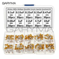 10 件装 300 件装 0.1 0.15 0.22 0.33 0.47 0.68 1 2.2 4.7 10 uF 多层单片陶瓷电容器组合套件