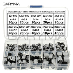 10Values 180 件 1uF - 1000uF SMD 铝电解电容器组合套件