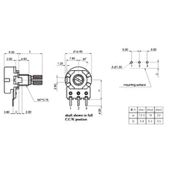 5Set WH148 1K 10K 20K 50K 100K 500K Ohm 15mm 3 Pin Linear Taper Rotary Potentiometer Resistor for Arduino with AG2 White Cap