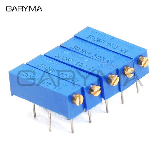 10pcs 3006P Precision Multi-turn Adjustable Potentiometer 1K 2K 5K 10K 20K 50K 100K 200K 500K 100R 200R 500R 100 200 500 ohm