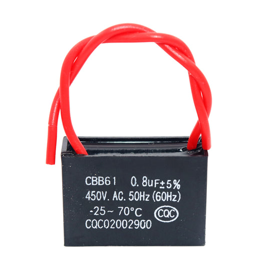 1 件 CBB61 电容器 0.8uf 450V 交流吊扇 2 线 50/60Hz 用于启动电风扇发电机泵电机