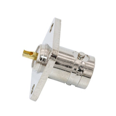 2 件 BNC 母插孔,带 4 孔法兰面板底盘安装焊接射频连接器