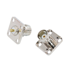 2 件 BNC 母插孔,带 4 孔法兰面板底盘安装焊接射频连接器