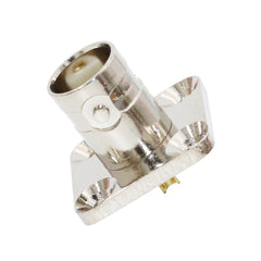 2 件 BNC 母插孔,带 4 孔法兰面板底盘安装焊接射频连接器