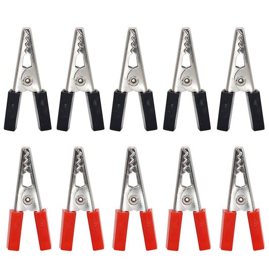10 个绝缘鳄鱼夹 35 毫米塑料手柄电缆导线测试金属鳄鱼夹