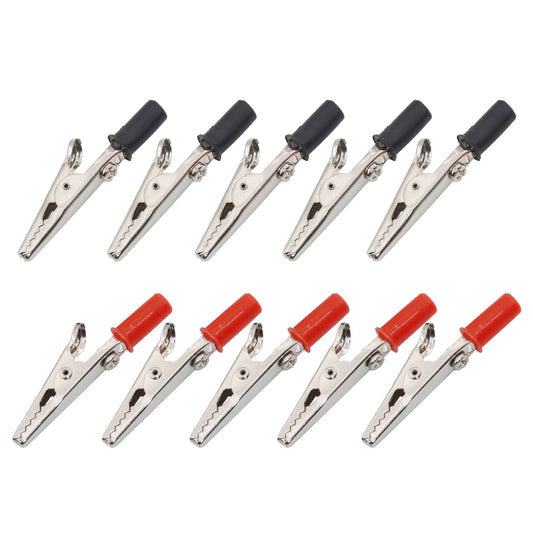 10 件装 5A 鳄鱼夹单柄电工夹 50 毫米鳄鱼夹 DIY 电工工具适用于 4 毫米香蕉插孔