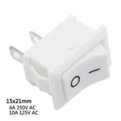 5 件摇臂开关 3A250VAC / 6A250VAC 按压式开-关 I/O SPST 2 针 2 位置迷你船形按钮电源开关 10x15mm/15x21mm
