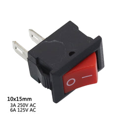 5 件摇臂开关 3A250VAC / 6A250VAC 按压式开-关 I/O SPST 2 针 2 位置迷你船形按钮电源开关 10x15mm/15x21mm