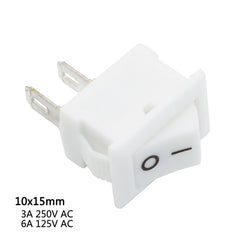 5 件摇臂开关 3A250VAC / 6A250VAC 按压式开-关 I/O SPST 2 针 2 位置迷你船形按钮电源开关 10x15mm/15x21mm