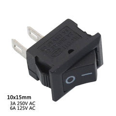 5 件摇臂开关 3A250VAC / 6A250VAC 按压式开-关 I/O SPST 2 针 2 位置迷你船形按钮电源开关 10x15mm/15x21mm