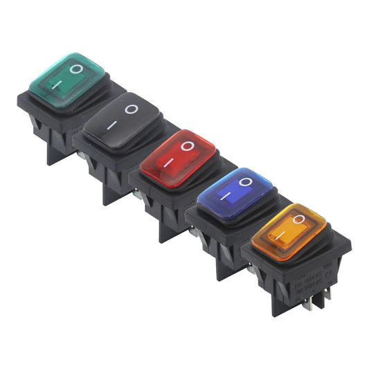 5 件装 KCD4 防水船用摇杆开关 4 针闩锁开关 16A 250V 带 LED 电源开关 红/绿/蓝/黄/黑