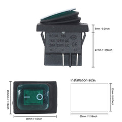 5 件装 KCD4 防水船用摇杆开关 4 针闩锁开关 16A 250V 带 LED 电源开关 红/绿/蓝/黄/黑