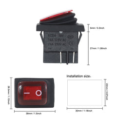 5 件装 KCD4 防水船用摇杆开关 4 针闩锁开关 16A 250V 带 LED 电源开关 红/绿/蓝/黄/黑