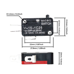 5 件长杆开关 V-151-1C25 V-152-1C25 V-153-1C25 V-154-1C25 V-155-1C25 V-156-1C25 V-15-1C25 瞬时微型限位开关 16A
