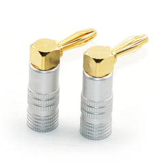 2Pcs 4mm Gold-Plated Video Speaker Adapter 90 Degree Right Angle Banana Connectors No Soldering Banana Plug Terminal