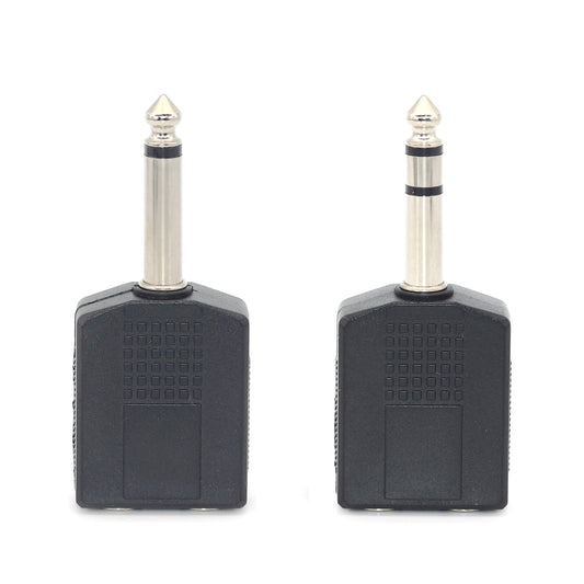 1 件 1/4 英寸单声道/立体声音频插孔插头适配器公头至母头 6.35 毫米双插孔耳机麦克风 Y 型分配器转换器