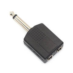 1 件 1/4 英寸单声道/立体声音频插孔插头适配器公头至母头 6.35 毫米双插孔耳机麦克风 Y 型分配器转换器