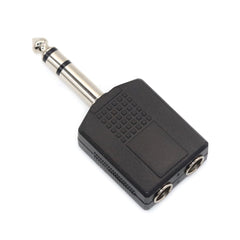 1 件 1/4 英寸单声道/立体声音频插孔插头适配器公头至母头 6.35 毫米双插孔耳机麦克风 Y 型分配器转换器