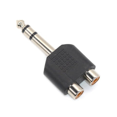 1 件 1/4 英寸单声道立体声 6.35 6.5 毫米公头至 2 个双 RCA 母头音频和视频适配器 Y 型分配器连接器