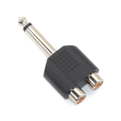 1 件 1/4 英寸单声道立体声 6.35 6.5 毫米公头至 2 个双 RCA 母头音频和视频适配器 Y 型分配器连接器