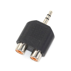 5 件装 3.5 毫米 3 极公插头转 2 RCA 母插孔 3.5 音频立体声连接器插孔转双莲花转换器耳机黑色