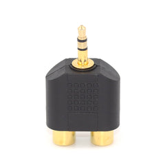 1 件 3.5 毫米插孔立体声公头至 2 RCA 插头母头适配器 Y 型分线器适用于电脑扬声器耳机镀金 3.5 毫米音频线