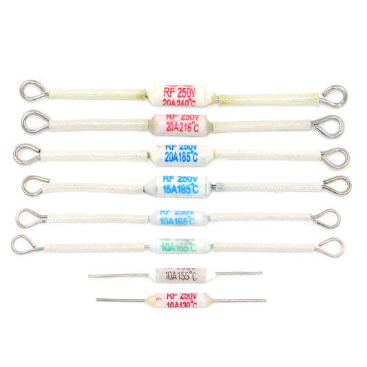 5 件装射频陶瓷温度保险丝 130C 155C 165C 185C 216C 240C 度 250V 10A 15A 20A 适用于电饭锅保护电阻