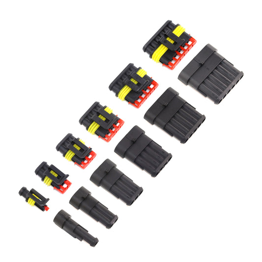 5 套防水电线连接器 1/2/3/4/5/6 针 AMP 超级密封汽车氙气灯公母插头