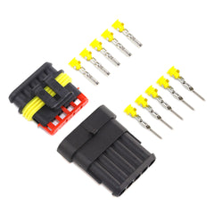 5 套防水电线连接器 1/2/3/4/5/6 针 AMP 超级密封汽车氙气灯公母插头