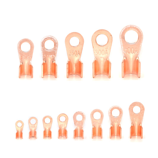 10Pcs Copper OT Series Terminal 20/30/40/50/60/80/100/150/200/250/300/400A Splice Wire Dia Bare Battery Cable Connector Open Lug