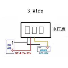 2 Wire 4.5-30V / 3 Wire 0.36" LED Digital Voltmeter Voltage Meter Car Motorcycle Volt Tester